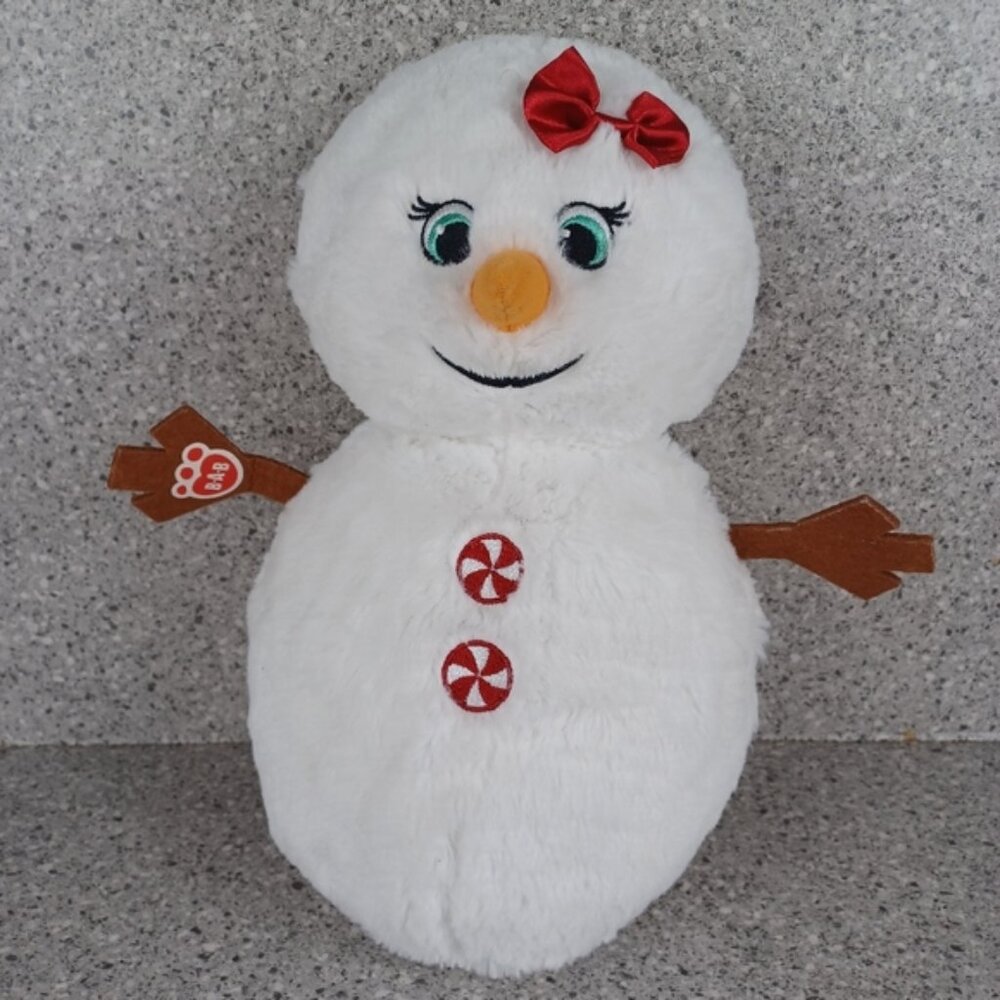 Build A Bear Snowman Snow Girl Cute Red Peppermint Plush Stuffed Christmas Toy - Picture 1 of 5